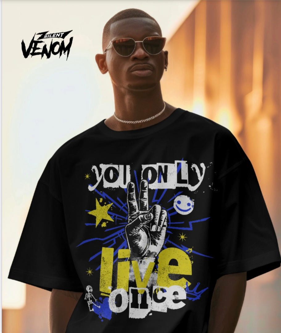 You Only Live Once Short Sleeve Tee- Black