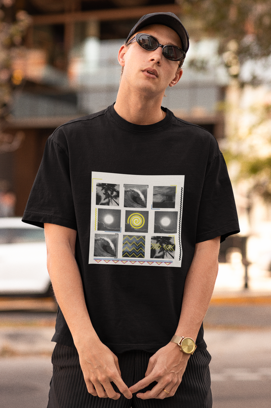 Wave Grid Short Sleeve Tee- Black