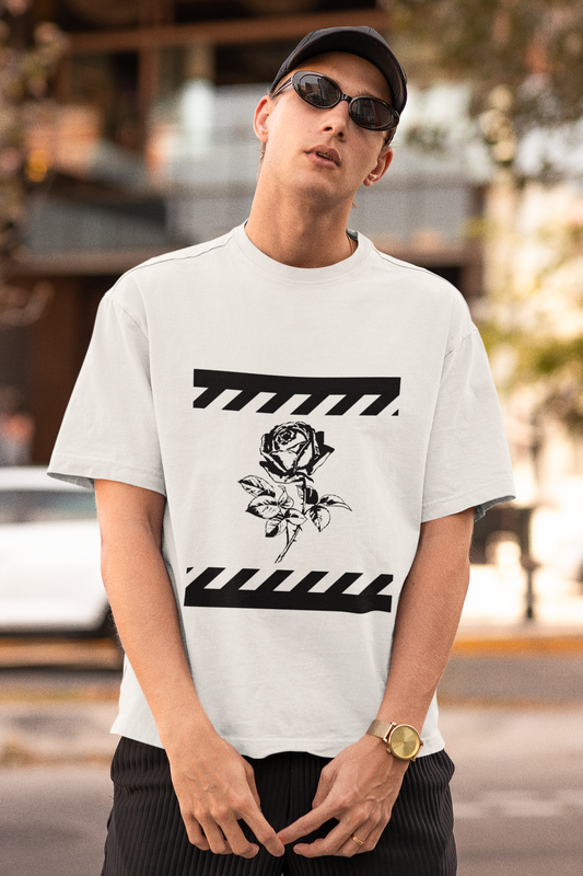 Barred Rose Short Sleeve Tee- White