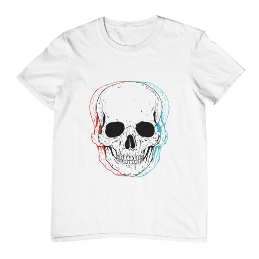 Dual Vision Skull Short Sleeve Tee- White