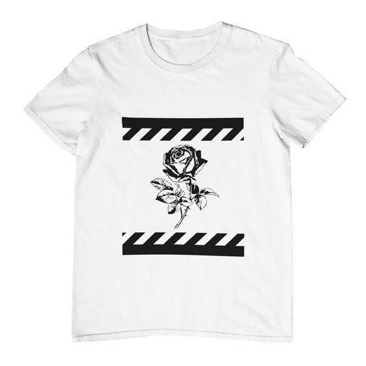Barred Rose Short Sleeve Tee- White