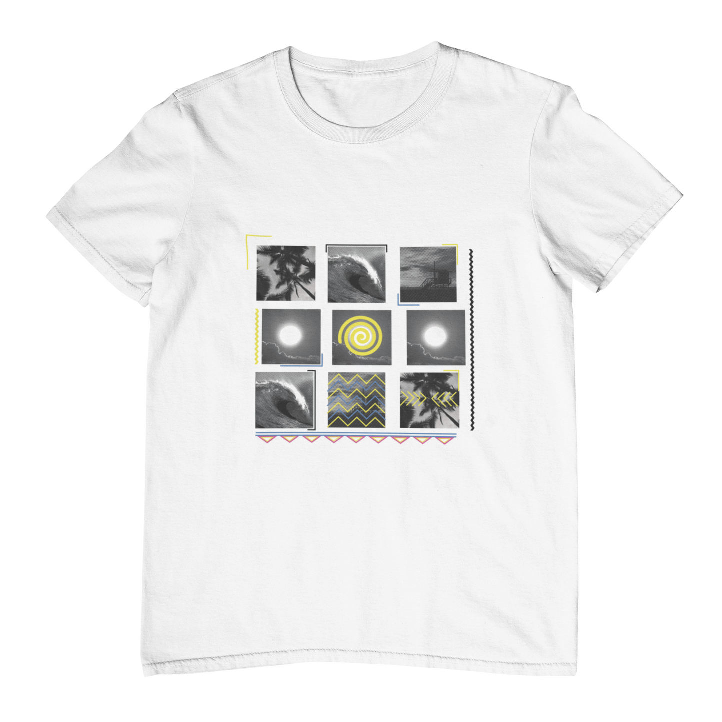 Wave Grid Short Sleeve Tee- White