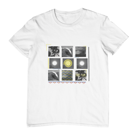 Wave Grid Short Sleeve Tee- White