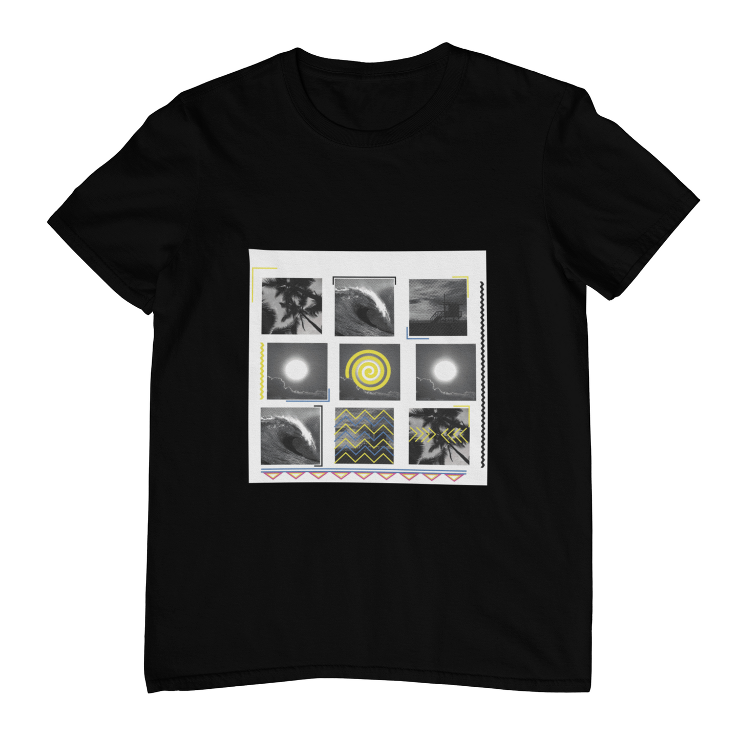 Wave Grid Short Sleeve Tee- Black